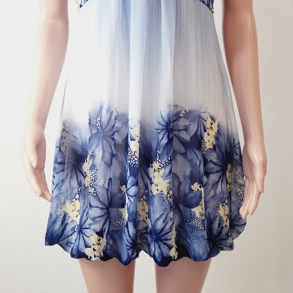 CAMEO Strapless Floral Spring Flowers Wrap Around Belt Tie Mini Dress Size: M - Picture 3 of 11